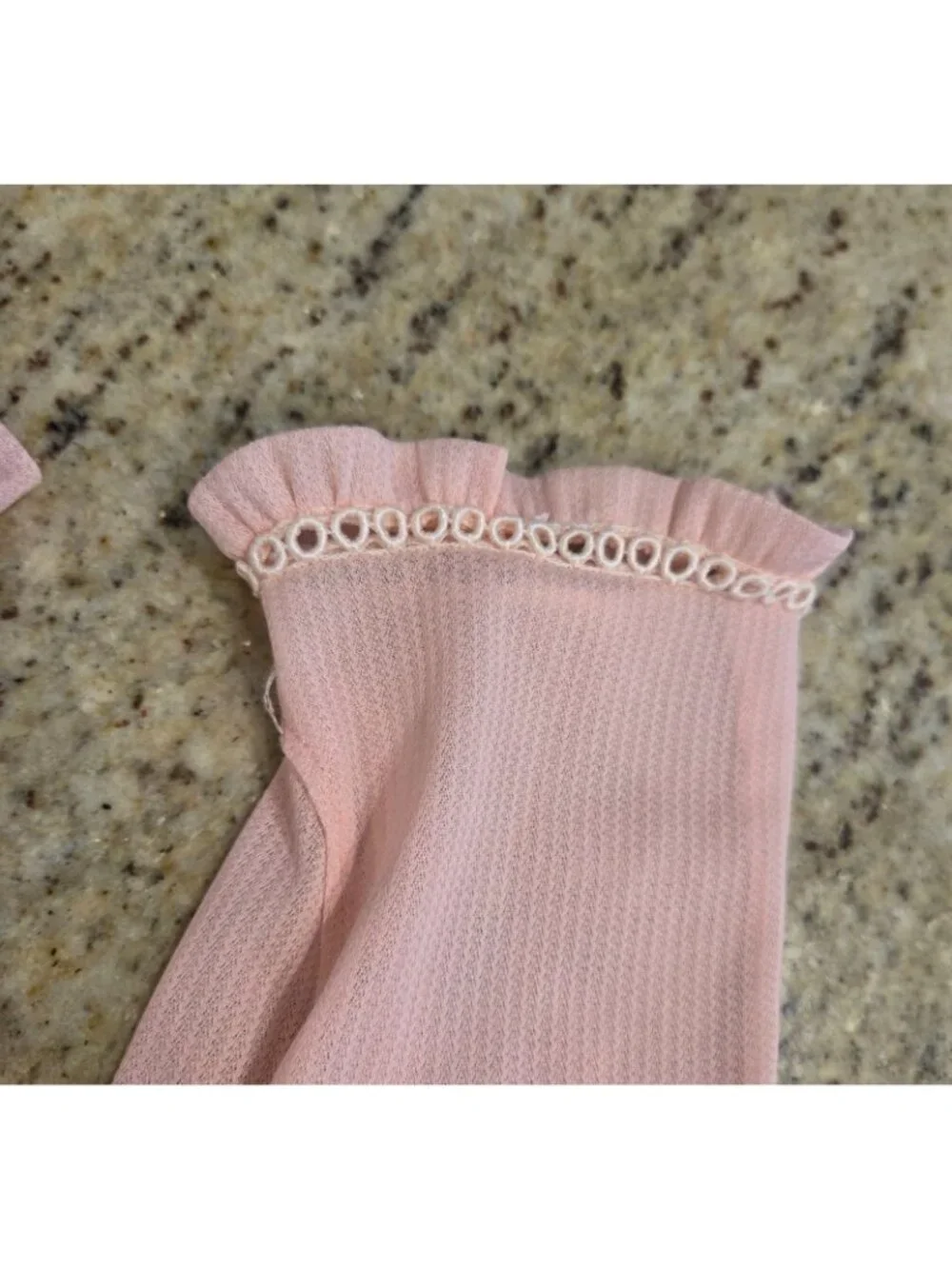 Vintage Womens Size L/XL Pink Nylon Formal Gloves Ruffle Wrist